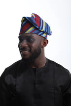 Aso-Oke Fila Cap- Heritage Stripe