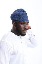 Aso-Oke Fila Cap- Royal Blue