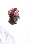 Aso-Oke Fila Cap-Orange & Blue