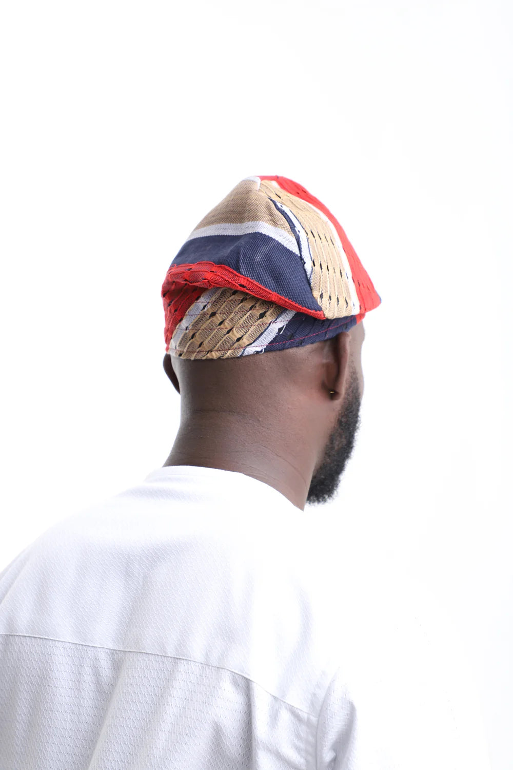 Aso-Oke Fila Cap-Orange & Blue