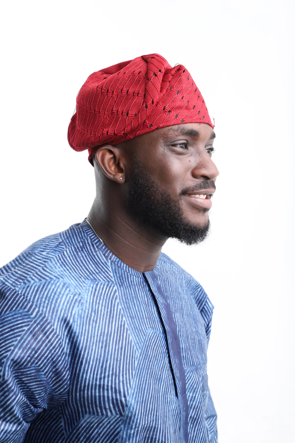 Aso-Oke Fila Cap-Regal Red