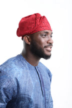 Aso-Oke Fila Cap-Regal Red