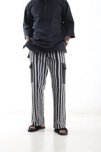 Aso-Oke Cargo Pants – Black Stripes