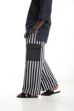 Aso-Oke Cargo Pants – Black Stripes