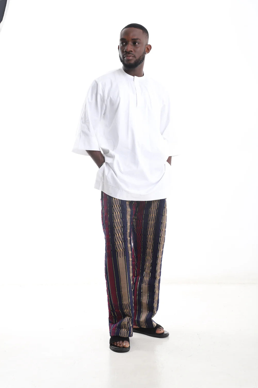 The Diba Set- Aso-Oke Pants & White Tunic
