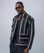 Men’s Striped Zip Jacket – Black & Grey