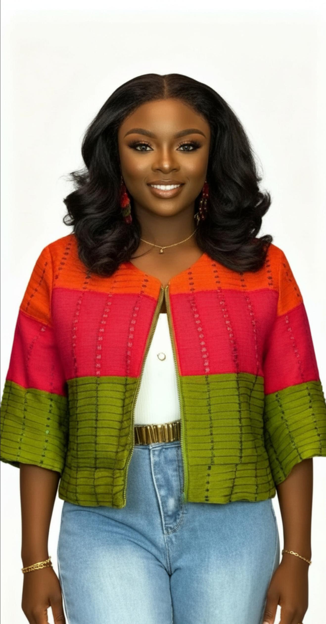 Jawu Mixed Print Jacket- ORG