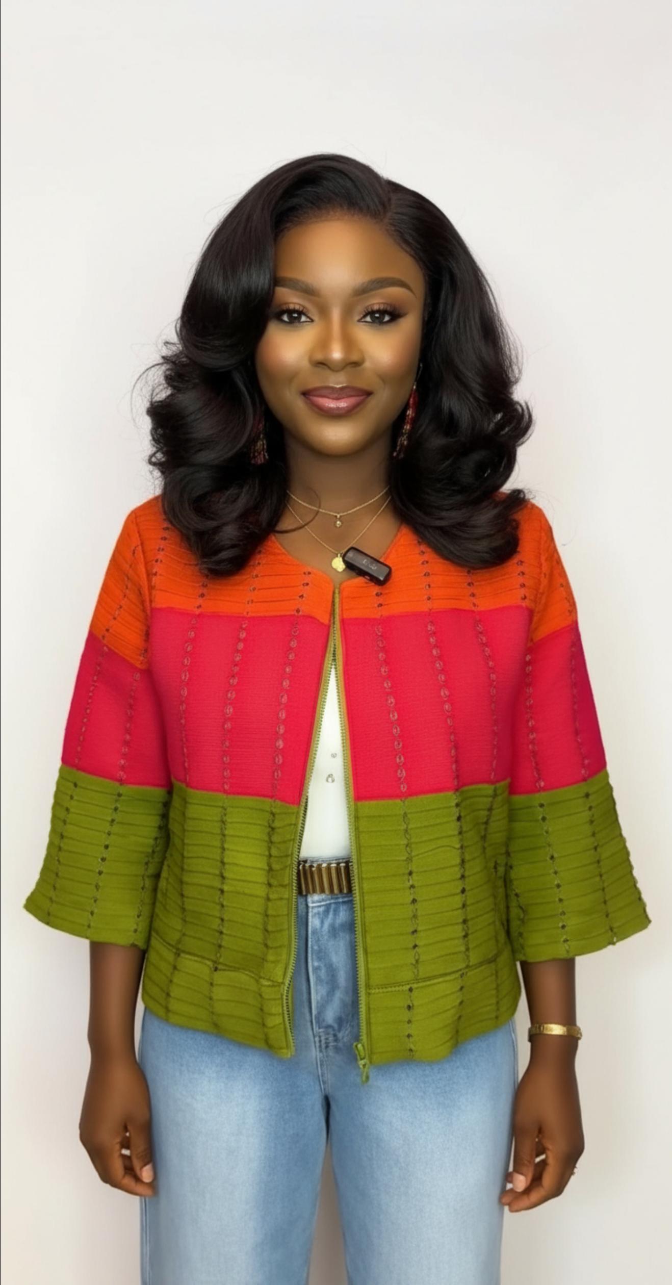 Jawu Mixed Print Jacket- ORG