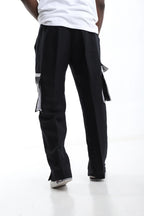 Linen and Asoke Cargo Pants- Black
